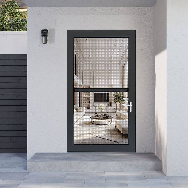 Wholesale Thermal Break Aluminum Casement Door Double Tempered Glass Aluminum Door With Screen Netting